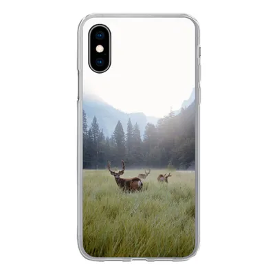 Produktbild von MuchoWow® Handyhülle Schutzhülle Hülle für iPhone X Wald - Hirsche - Nebel Silikon Softcase Handy Hülle - Handyhülle