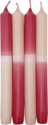 Produktbild von INNA-Glas Dip Dye Stabkerzen LISSITA, 4 Stück, himbeer-creme, 25cm, Ø2,3cm, 11h - Tafelkerze