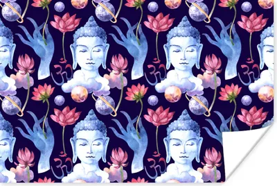 Produktbild von MuchoWow® Poster Buddha - Kopf - Blau 60x40 cm - Schlafzimmerdekoration