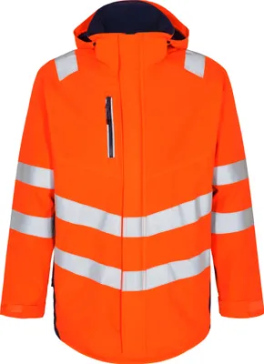 Produktbild von F. Engel Safety Shellparka, Orange/Blue ink, Gr. XS