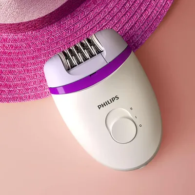 Zdjęcie produktu dla Philips Satinelle Essential BRE225/00 Kompaktowy depilator zasilany sieciowo, Fioletowy, Biały, Prąd przemienny, 15 V, 15 V