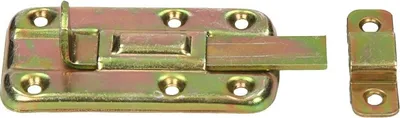 Produktbild von Türriegel mit Schlaufe und flachen Griff 80x40x6,0mm gelb verzinkt