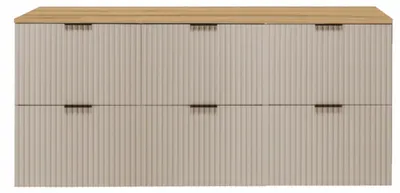Zdjęcie produktu dla Szafka Łazienkowa Pod Umywalkę Nablatową Flisan 180X46 Kaszmir Z Blatem Dąb