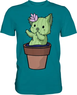 Produktbild von Süßes Kaktus Katzen T-Shirt – Diva Blue / S
