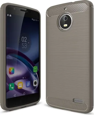 Produktbild von Motorola Moto E4 TPU Case Carbon Fiber Optik Brushed Schutz Hülle Grau