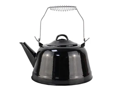 Produktbild von Michelino 2,4L Liter Wasserkessel mit Henkel Campingkessel Outdoor aus Stahl schwarz
