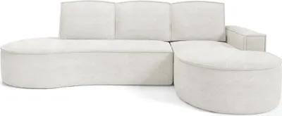 Produktbild von BETTSO Großes Ecksofa FLOW mit Schlaffunktion und Kissen weiß in Abriamo Stoff Rechts