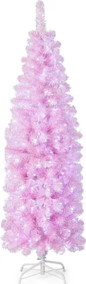 Produktbild von 180 cm Künstlicher Bleistift Weihnachtsbaum mit 250 Kaltweißen LEDs Schlank Christbaum Rosa