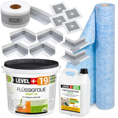Produktbild von Dichtset Abdichtungset Flüssigfolie 20Kg Wasserdicht Dichtband 120/70mm Ausdehnbar SET548
