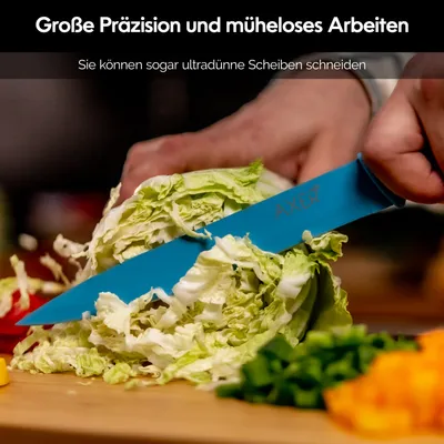 Obrázok produktu pre 5-dielna farebná sada nožov Axer – sada kuchynských nožov z nehrdzavejúcej ocele s nepriľnavými, ostrými čepeľami na varenie, krájanie chleba, univerzálne krájanie a krájanie zeleniny