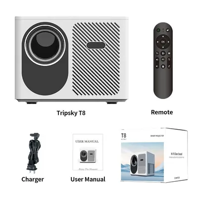Produktbild von ZELURXX Smart Beamer 1080P Full HD, 500 ANSI Lumen, 4K Unterstützung, Auto Fokus, tragbarer Heimprojektor, Weiß