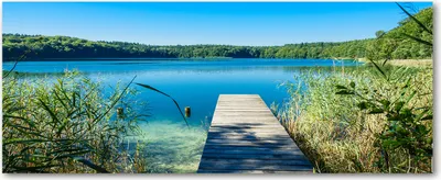 Produktbild von Tulup® Leinwandbild - 125x50 cm - Wandkunst - Drucke auf Leinwand - Leinwanddruck  - Landschaften - Blau - Pier am See