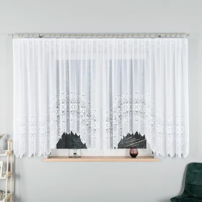 Obrázek produktu pro Dekorační krátká vzorovaná záclona na žabky NADIA 160 bílá 500x160 cm MyBestHome
