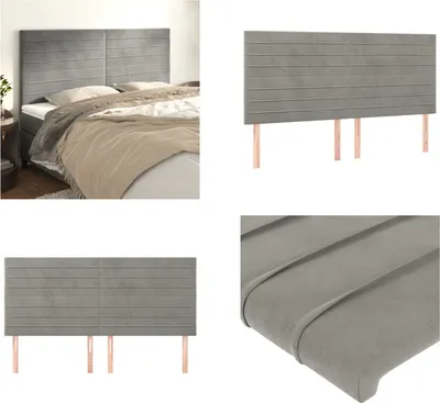 Produktbild von vidaXL Kopfteile 4 Stk. Hellgrau 80x5x78/88 cm Samt - Kopfteil - Kopfteile - Bett-Kopfteil - Bettkopfteil