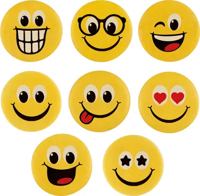 Produktbild von 100 Stück Dekor-Schilder Happy Faces, gemischt aus Dekormasse
