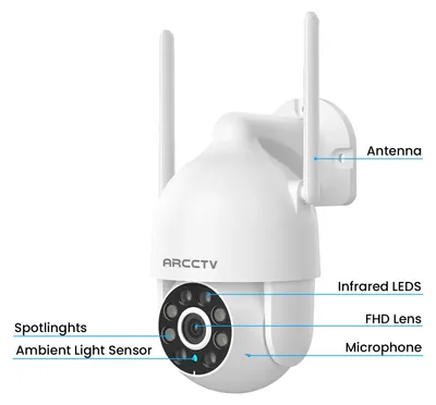 Produktbild von Überwachungskamera für außen - WiFi-Domekamera - Für den Außenbereich - 3 MP - 2-facher Digitalzoom - Farbige Nachtsicht - Intelligente Verfolgung - Zwei-Wege-Audio