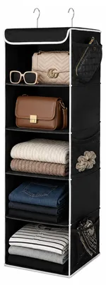 Hängender Kleiderorganizer, 5 Fächer, faltbar, Schwarz