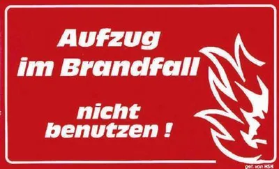 Produktbild von Hinweisschild - AUFZUG IM BRANDFALL nicht benutzen - Gr. ca. 25 x 15 cm - 308508