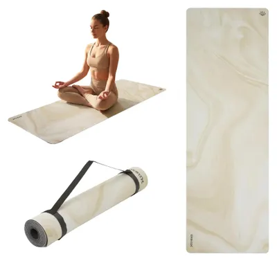 Obrázok produktu pre Joga podložka, 181 x 61 cm, 4 mm, fitness podložka s protišmykovou povrchovou úpravou a popruhom na prenášanie