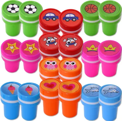 Produktbild von 20 Stück TE-Trend Stempelset Motivstempel Mitbringsel Deko Stempel Ministempel Freizeit Sport Kinder 10 Motive Mehrfarbig Sortiert