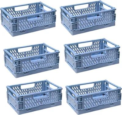 Produktbild von Plastik Faltboxen, 6 Stück, 15x10x6 cm, blau, für Kinderzimmer