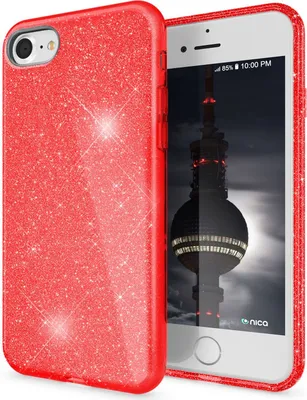 Obrázek produktu pro NALIA iPhone SE 2022 / SE 2020 / iP 8 / iP 7 - Třpytivé pouzdro Bling Case Pouzdro na mobilní telefon červené barvy