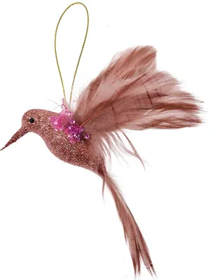 Image de Clayre & Eef Pendentif de Noël oiseau 10x4x10 cm rose plastique