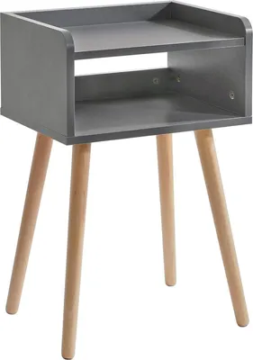 Produktbild von Nachttisch in grau, skandinavisches Design, Massivholz, 38.5x29x59.5cm, IBUYKE