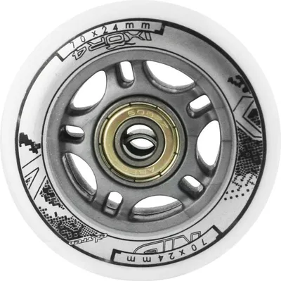 Obrázek produktu pro Bílá 70x24mm 82A kolečka (4) + ABEC-7 ložiska (8) sada