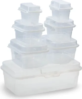 Image de Lot de boîtes de conservation Alpina - avec couvercle et fermeture à clip - 7 pièces - 420 à 4 600 ml - Transparent