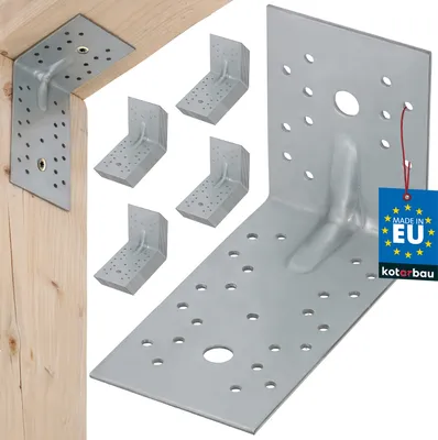 Produktbild von KOTARBAU® 50er Set Winkelverbinder Stahl Silber 100 x 150 x 80 mm Winkel Metallwinkel 90 Grad groß Lochplattenwinkel Schwerlast Winkelverbinder Winkel Metall verzinkter Stahl Schwerlastwinkel