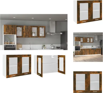 Obrázek produktu pro vidaXL Nástěnná skříňka sklo kouřové dub 80x31x60 cm materiál na bázi dřeva - Kuchyňské skříňky
