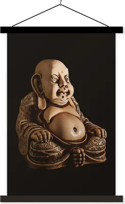 Produktbild von MuchoWow® Textilposter Buddhismus - Monnink - Spirituell 60x90 cm mit schwarzem Rahmen - Poster Wohnzimmer