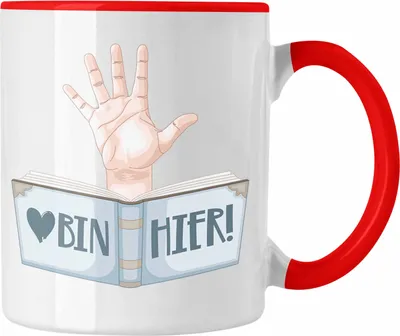 Produktbild von Trendation - Lesen Tasse Geschenk Leseratte Bücherwurm Buch (Rot)