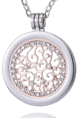 Produktbild von Morella Damen Halskette 70 cm Edelstahl mit Amulett und Coin 33 mm Zirkonia Ornament im Schmuckbeutel