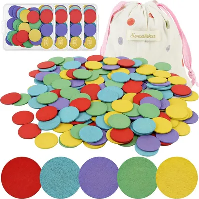Imagen del producto de Confeti de madera, de varios colores, 200 unidades, 25 mm, para decoración