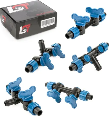 Produktbild von 5x Doppel Absperrhahn Verbindungsstück Bewässerungssystem T-Stück Ø 17x16x17 mm