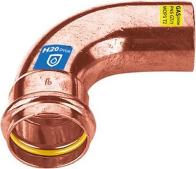 Obrázek produktu pro Sanpro lisovací měděné 90° koleno - ohyb vnitřní - vnější, velikost V 18