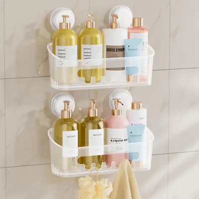 Immagine prodotto di Set di 2 organizer da bagno con ventosa - Trasparente