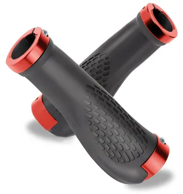 Obrázek produktu pro Ergonomické gripy na řídítka kola, MTB, průměr 22,2 mm, protiskluzové, červené