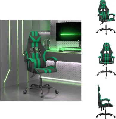 Produktbild von vidaXL Gaming-Stuhl Drehbar Schwarz und Grün Kunstleder -  Gaming-Sessel