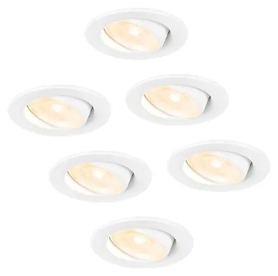 Produktbild von hoftronic LED Einbaustrahler 5W 2700K IP44 Weiß 6er Set Schwenkbar Dimmbar