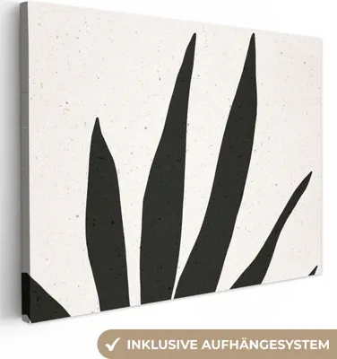 Produktbild von MuchoWow® - Leinwandbilder - Blatt - Pflanze - Minimalismus, Wandbild, Wanddeko Bilder Wohnzimmer, 40x30 cm