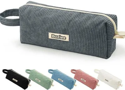 Produktbild von Graues Corduroy-Etui für Schule und Büro
