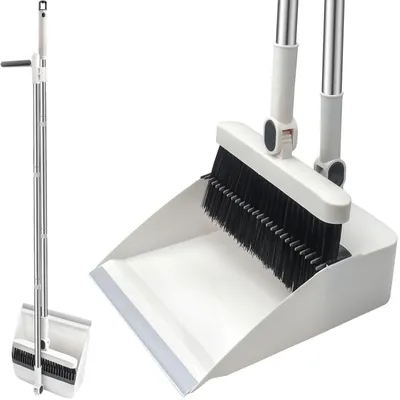 Produktbild von Besen-Staubpan-Set, leicht, langer Stiel, mit Kammzähnen, für die Reinigung