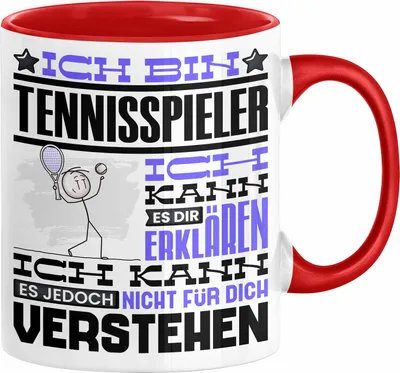 Produktbild von Tennisspieler Geschenk Kaffee-Tasse Geschenkidee für Tennisspieler Ich Bin Tennisspieler Ich Kann Es Dir Erklären Jedoch Nicht Für Dich Verstehen Spruch Lustig (Rot)