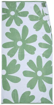 Produktbild von Saugfähiges Strandtuch aus Baumwolle, Grün, mit Blumen-Design, 90 cm breit