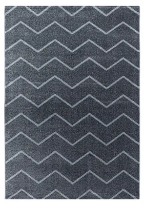 Image de Tapis Kurzflor, gris, pour salon, dimensions 140x200 cm, forme rectangulaire, motif chevrons
