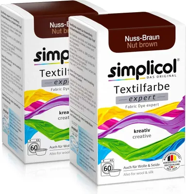 Produktbild von simplicol Textilfarbe expert, DIY Färbemittel für Stoff in verschiedenen Farben, Farbe:Nuss-Braun (1716), Größe:2er Pack