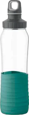 Produktbild von Emsa Trinkflasche Drink2Go, Glas, 0,7 Liter, Silikonmanschette, petrol-grün